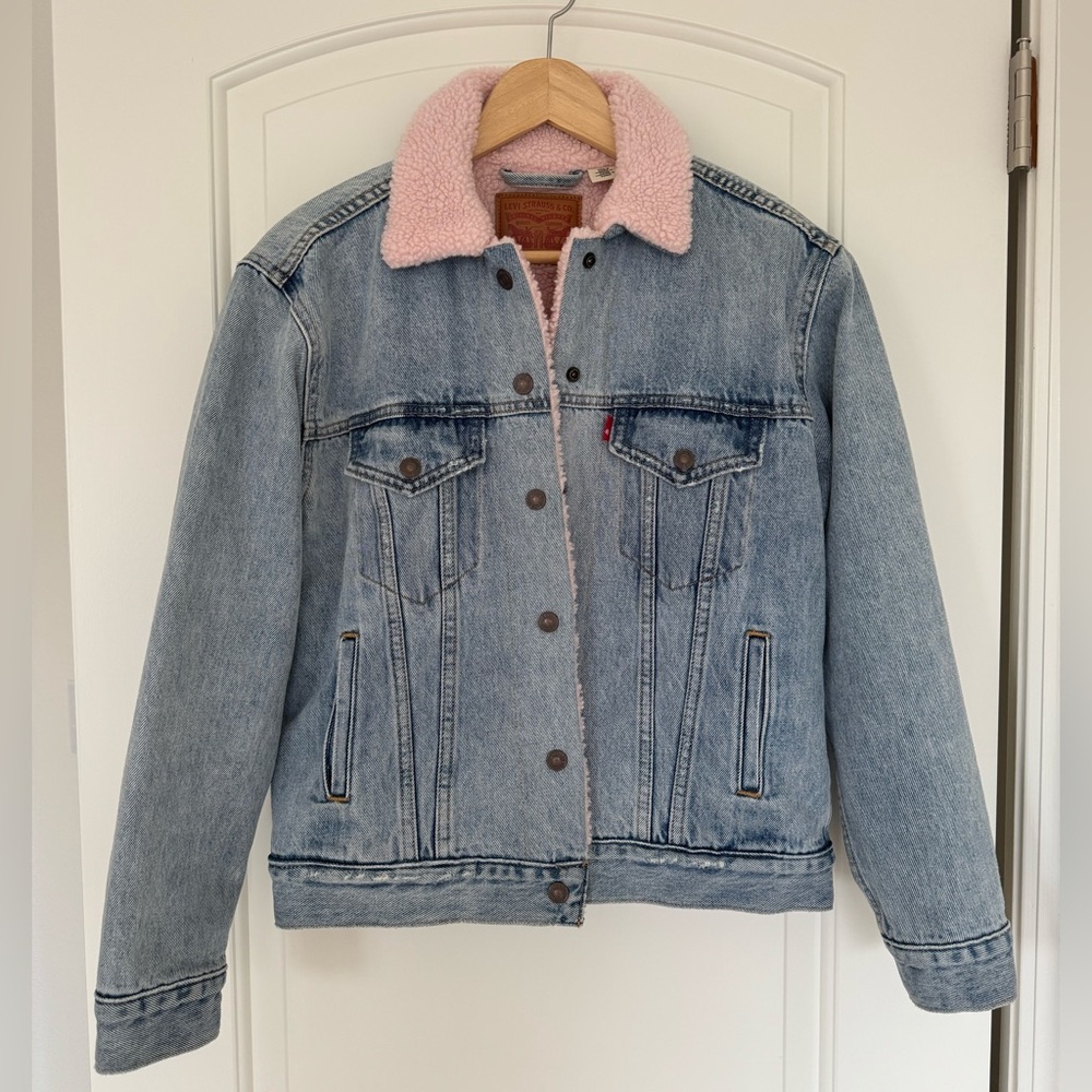 Levi's EX BF SHERPA TRUCKER, Size XS, pink sherpa lining